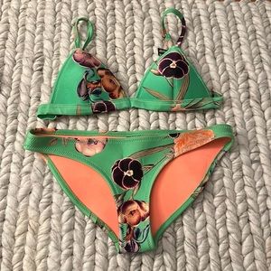 Green floral triangl bikini